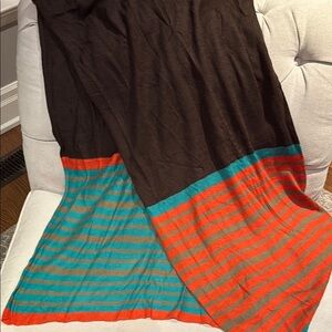 Basile Striped Brown and Orange Scarf